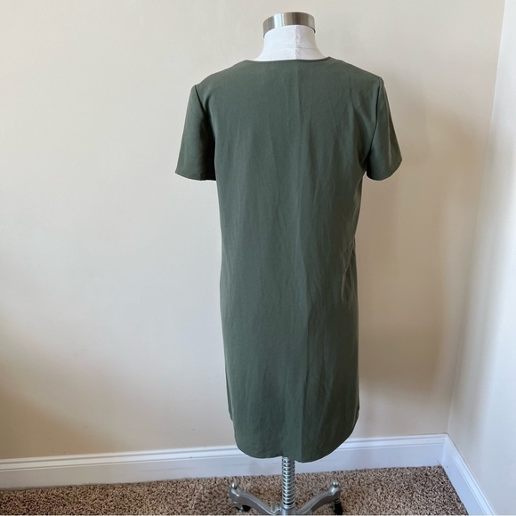 Theory Antazie Drapey Crepe Dress Deep Military 13671 - Picture 7 of 11